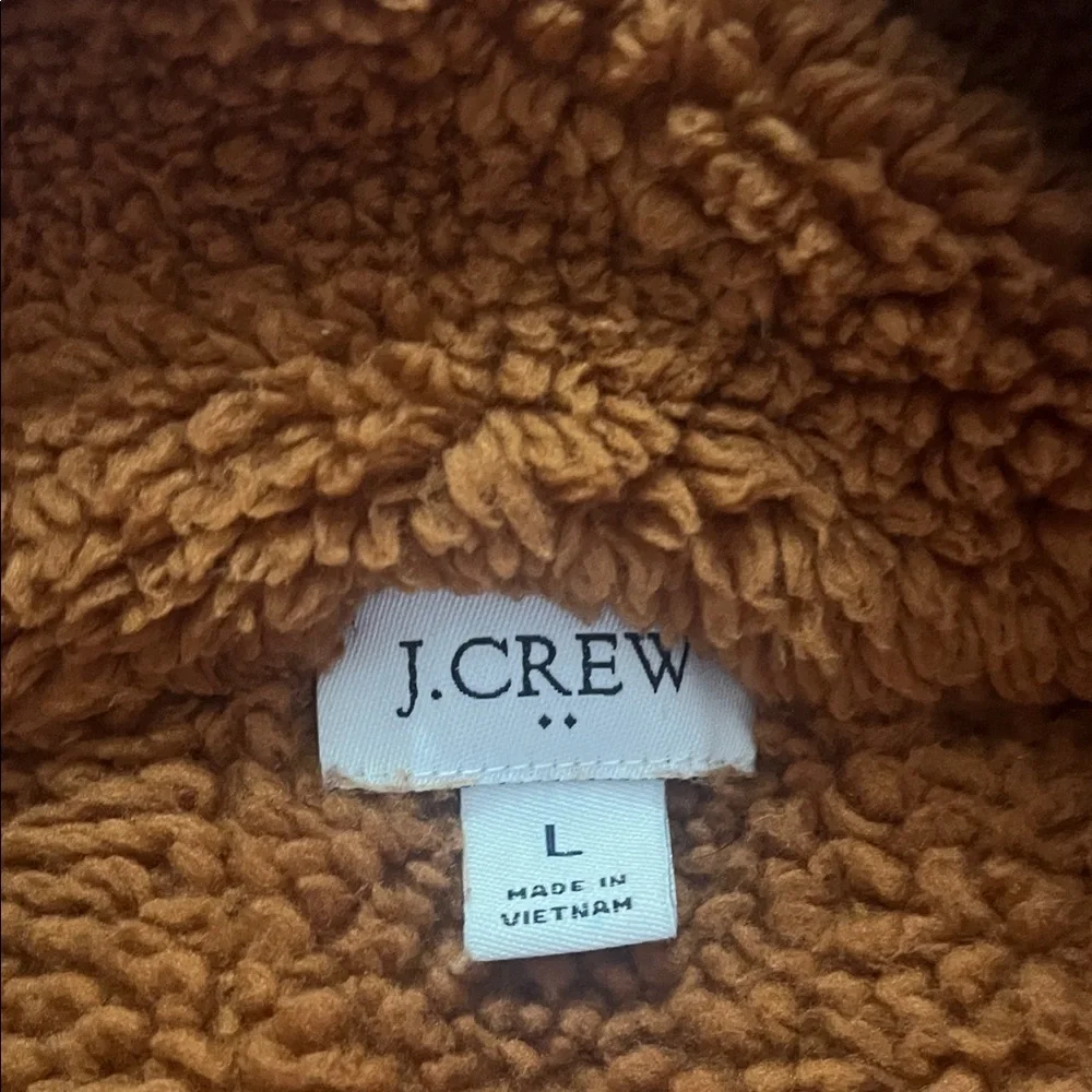 J. Crew Orange Pink Sherpa Pullover Oversized Fleece Sweatshirt Jacket Large - Picture 2 of 7